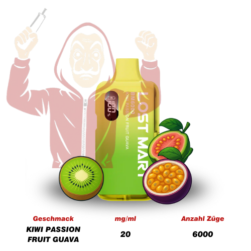 LOST MARY BM 6000 Kiwi Passion Fruit Guava