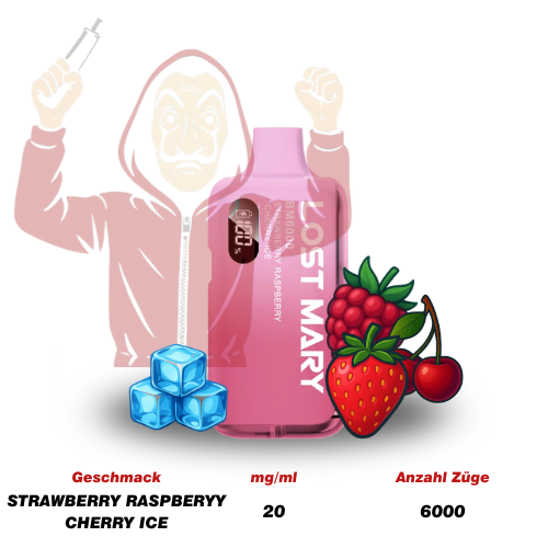 LOST MARY BM 6000 Strawberry Raspberry Cherry Ice